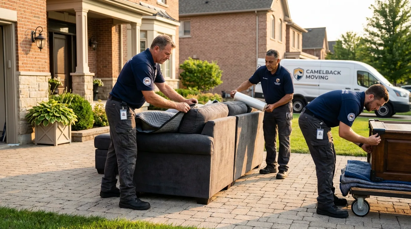 Large estate moving crew wrapping furniture in Newton, NJ