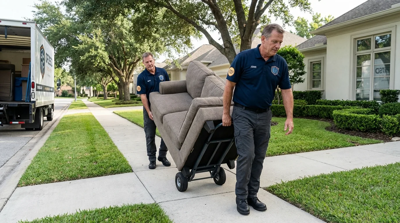 Local residential moving crew loading furniture in Newton, NJ